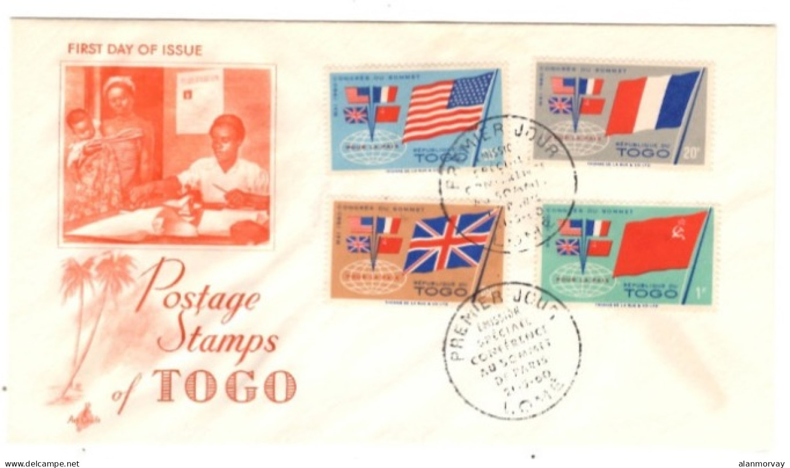 Togo - 4 Traveled Covers And 1 First Day Cover - Covers & Documents