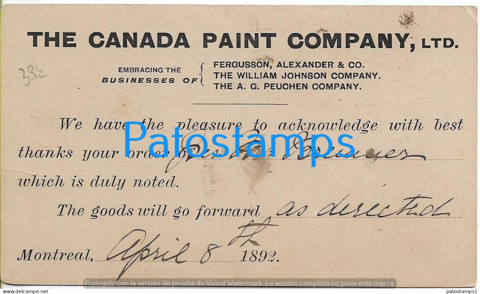 212467 CANADA MONTREAL CANCEL YEAR 1892 POSTAL STATIONERY POSTCARD - Other & Unclassified