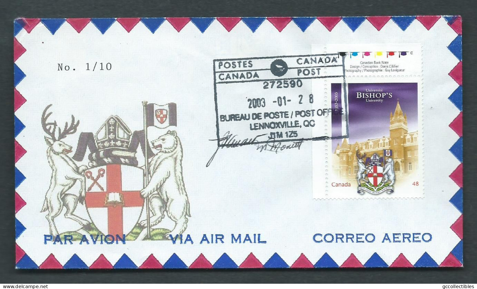 Canada # 1973 On Special Limited Private Cover (No. 1/10) Signed By Postmasters - Bishop' University - 2001-2010