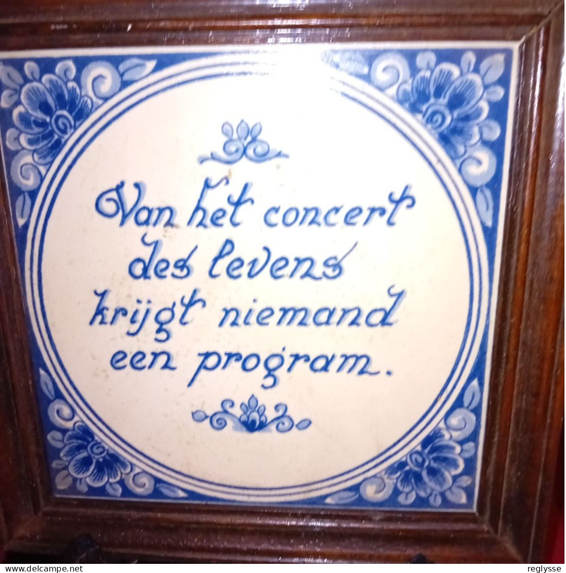 CITATION En Néerlandais SUR FAIENCE EN BLEU DE DELFT ENCADREMENT BOIS - Delft (NLD)