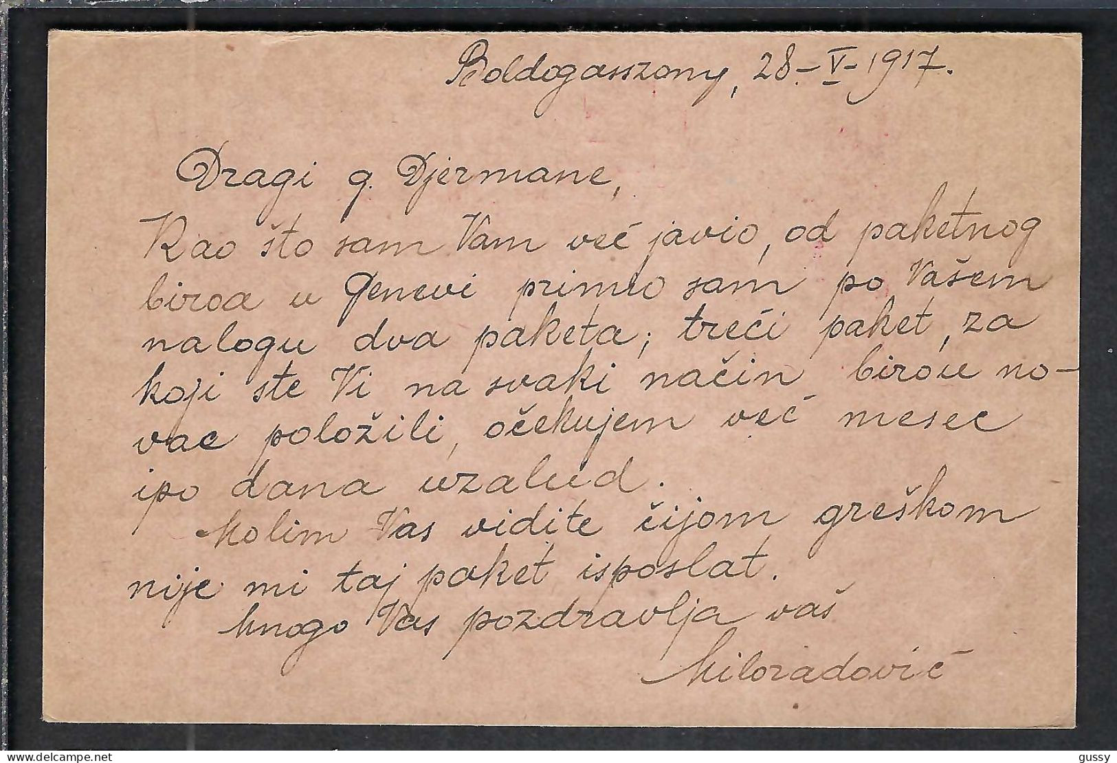 HONGRIE Correspondance Des Prisonniers De Guerre 1914-1918: Prisonnier Serbe En Hongrie - Vrijstelling Van Portkosten