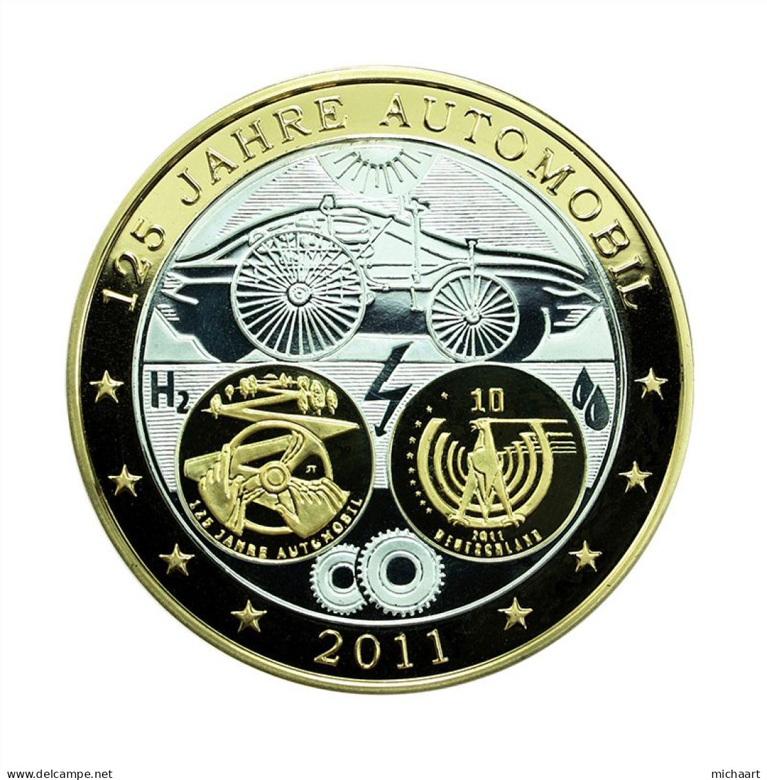 Germany 10 Euro Coin 2011 Silver 125 Years Of Automobile 36mm 03889 - Commemorative