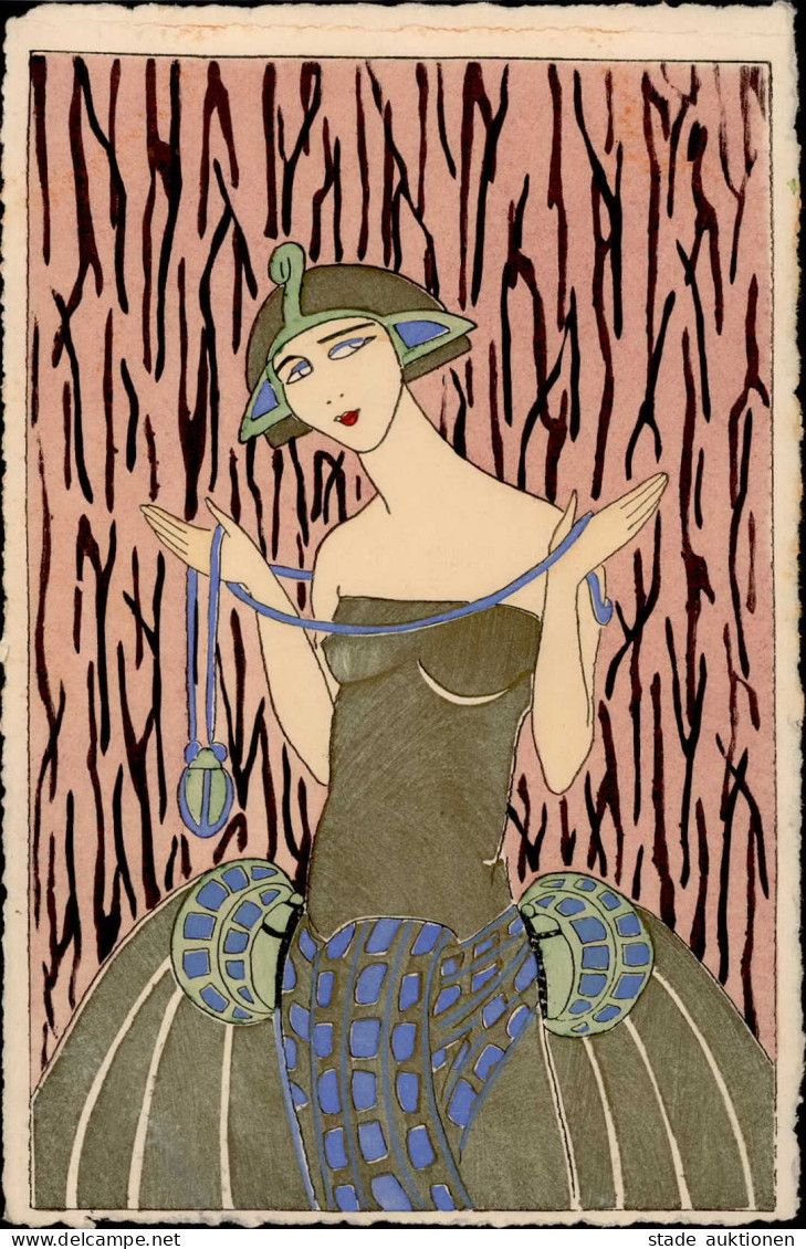 Handgemalt Art Deco Frau I-II (keine AK-Einteilung) Peint à La Main - Ohne Zuordnung