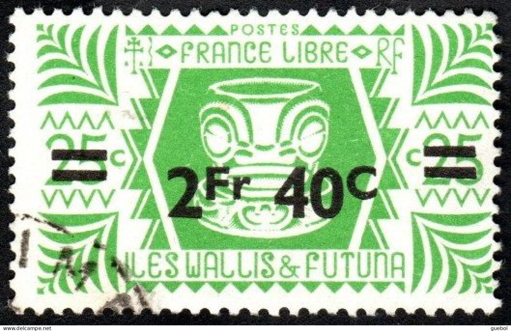 Wallis Et Futuna Obl. N°  152 - Série De Londres. 2f40 Sur 25c Vert-jaune - Used Stamps