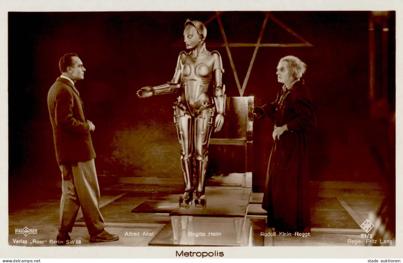 Filmaufnahme METROPOLIS Lang, Fritz 1927 Schauspieler Alfred Abel, Brigitte Helm, Rudolf Klein-Rogge I-II (RS Klebereste - Mecki