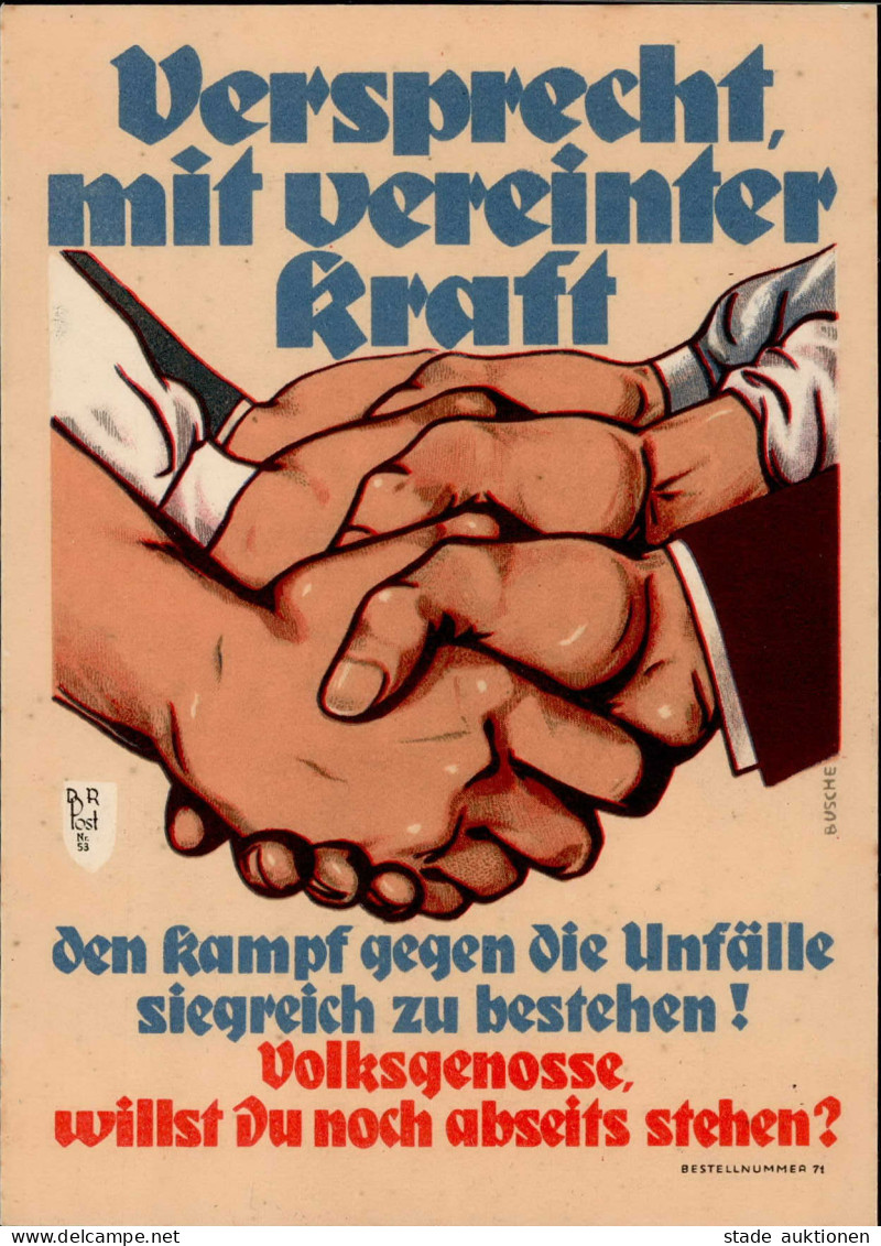 Politik Versprechen Handschlag Kampf Gegen Unfälle 1937 Sign. Busche I- - Ohne Zuordnung