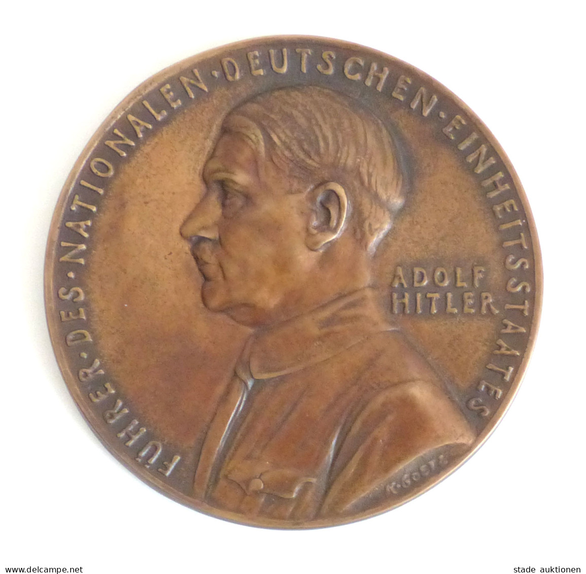 Hitler Groß Medaille (Bronze) 1934 Goetz, Karl 125mm Durchm. - Personajes