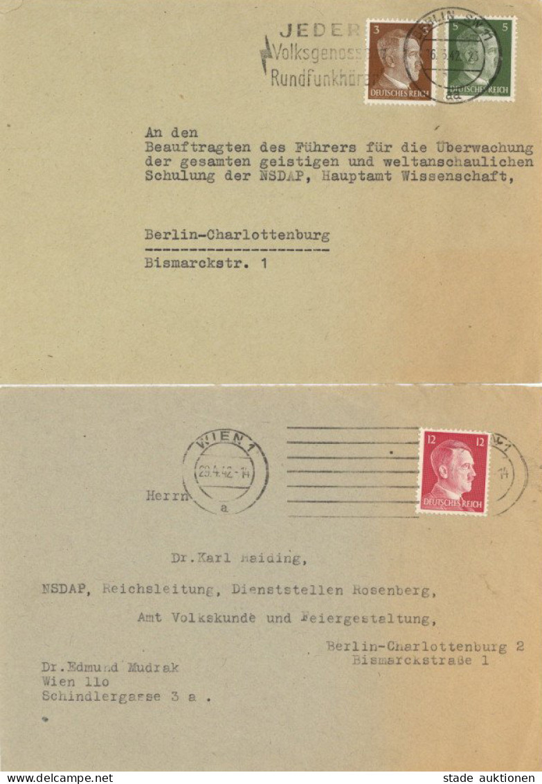 WK II Dienststelle Des Einsatzstab Reichsleiter Alfred Ernst Rosenberg (ERR) Brief An V.g. Und An Dr. Karl Haiding (NSDA - Characters