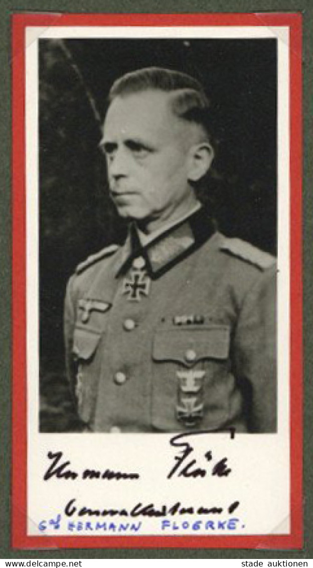 Ritterkreuzträger Floerke, Hermann Foto 4,5 X 10 Cm (Nachkriegsabzug) Mit Original Unterschrift I-II - War 1939-45