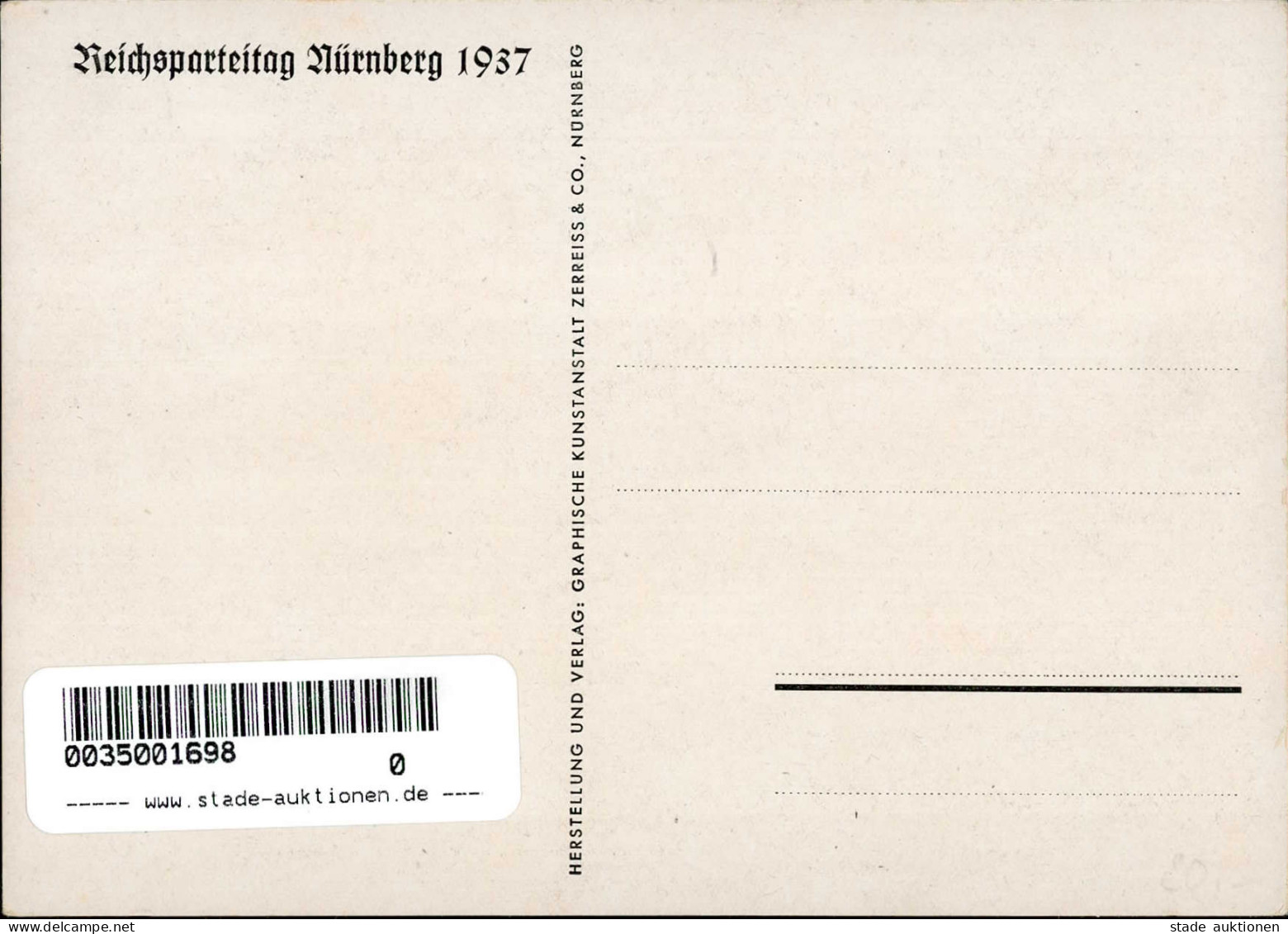 REICHSPARTEITAG NÜRNBERG 1937 WK II - Zerreiss 47 Appell Der Politischen Leiter Auf Der Zeppelinwiese I - Weltkrieg 1939-45