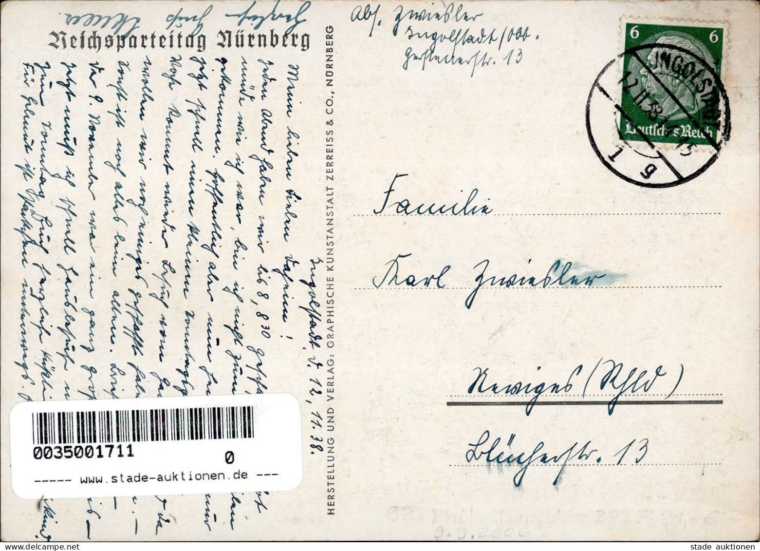 REICHSPARTEITAG NÜRNBERG 1938 WK II - Zerreiss 38/29 Kundgebung Der NS-FRAUENSCHAFT In Der Kongreßhalle I-II - Weltkrieg 1939-45