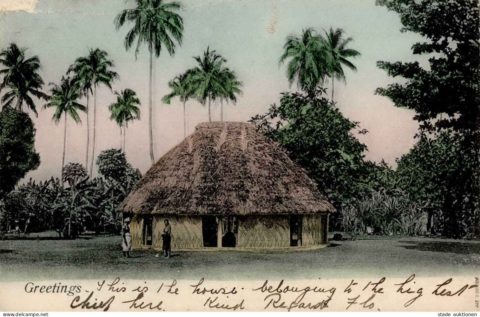 Kolonien Samoa Dorfhütte Stempel Apia 1906 II (Eckbeschädigung,Stauchung) Colonies - Geschichte