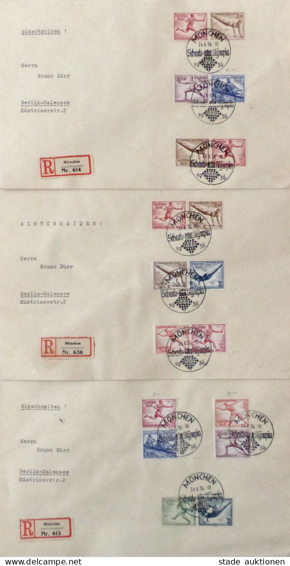3. Reich Olympia 1936 Berlin 3 R-Briefe Mit Zusammendrucken, Tw. Auch Aus Den Olympia-Block Paar I-II - Olympische Spiele