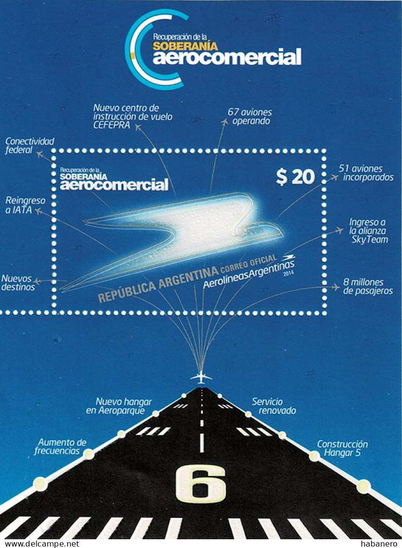 ARGENTINA 2014 Mi 3572-3275 + BL 142 AEROLINEAS ARGENTINAS MINT SET + MINIATURE SHEET ** - Ungebraucht