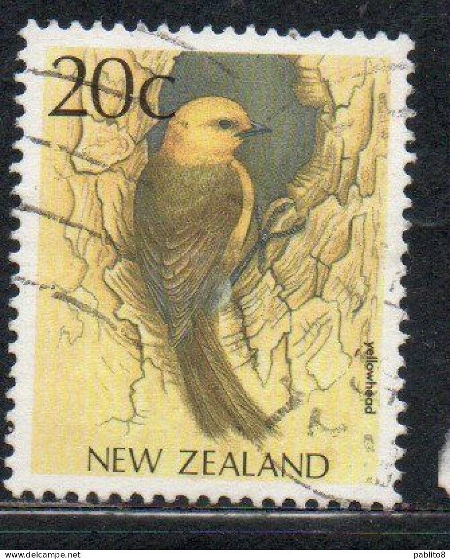 NEW ZEALAND NUOVA ZELANDA 1988 1995 LOCAL BIRD YELLOWHEAD 20c USED USATO OBLITERE' - Oblitérés