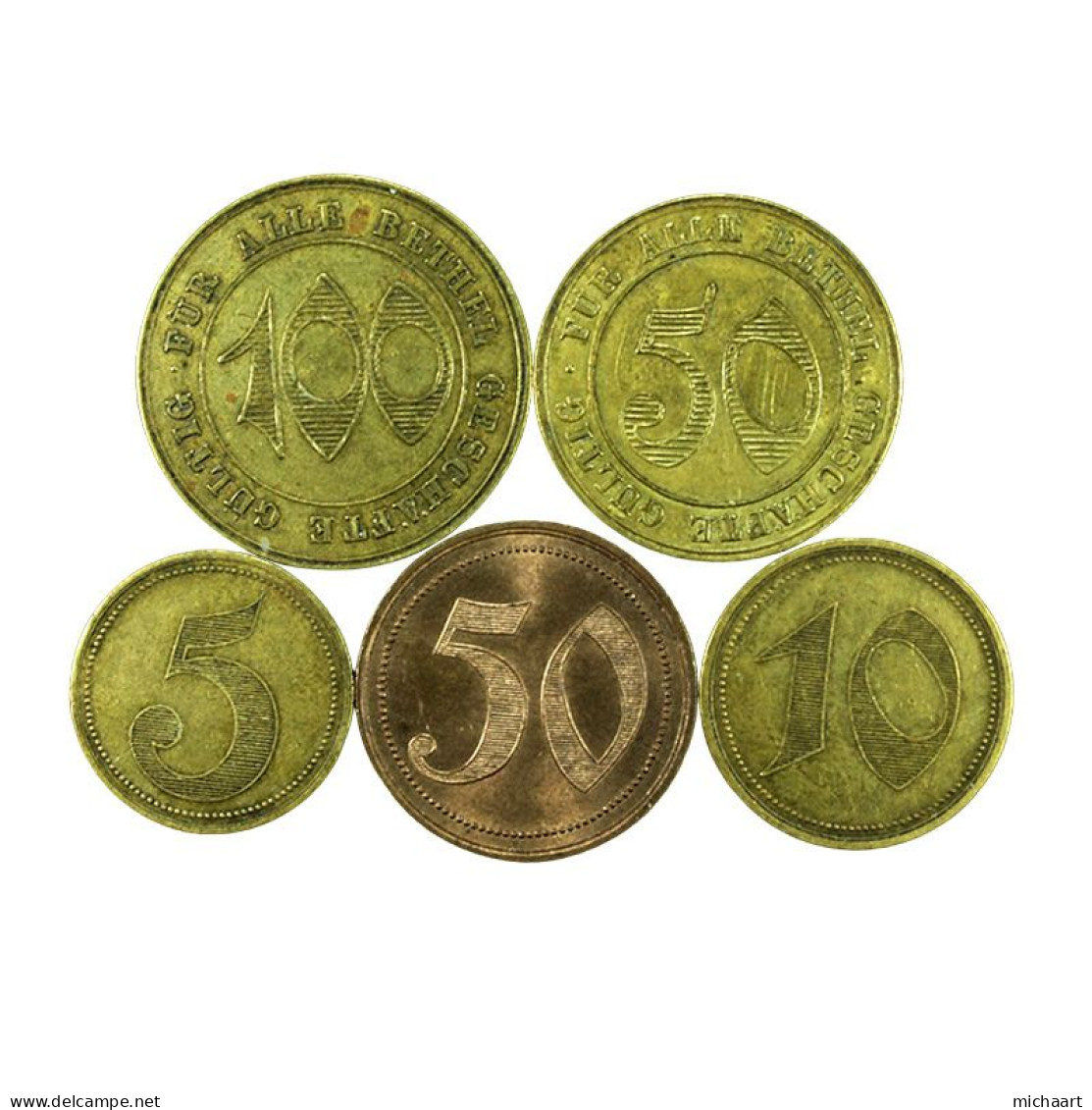 Token Bielefeld Bethel Shops Lot Of 5 Germany 5 10 50 100 Pfennig 03758 - Monétaires/De Nécessité