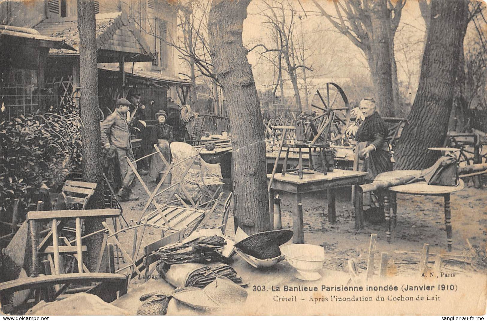 CPA 94 CRETEIL / LA BANLIEUE INONDEE 1910 / APRES L'INONDATION DU COCHON DE LAIT - Creteil