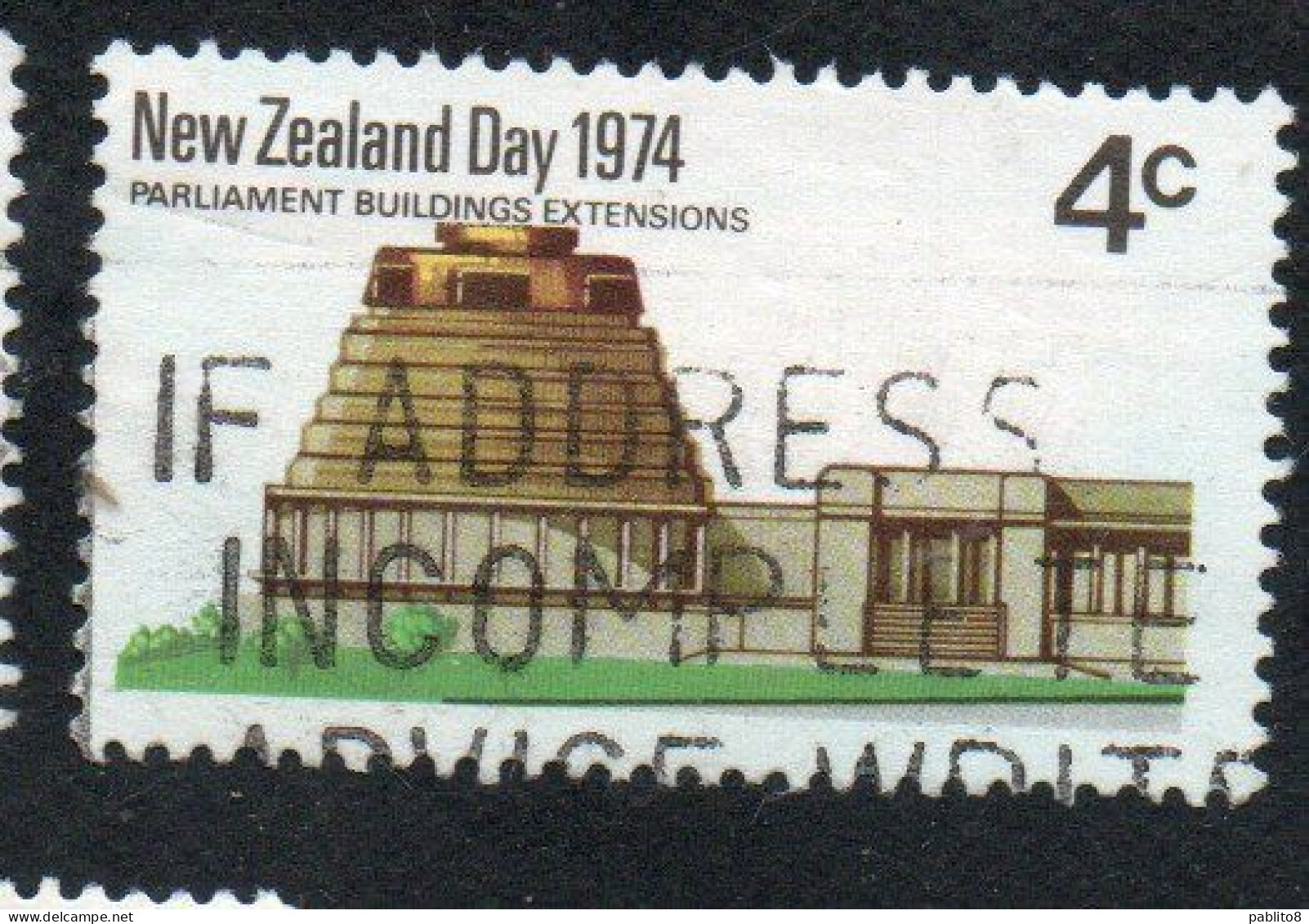 NEW ZEALAND NUOVA ZELANDA 1974 WAITANGI DAY PARLIAMENT BUILDINGS EXTENSIONS 4c USED USATO OBLITERE' - Oblitérés