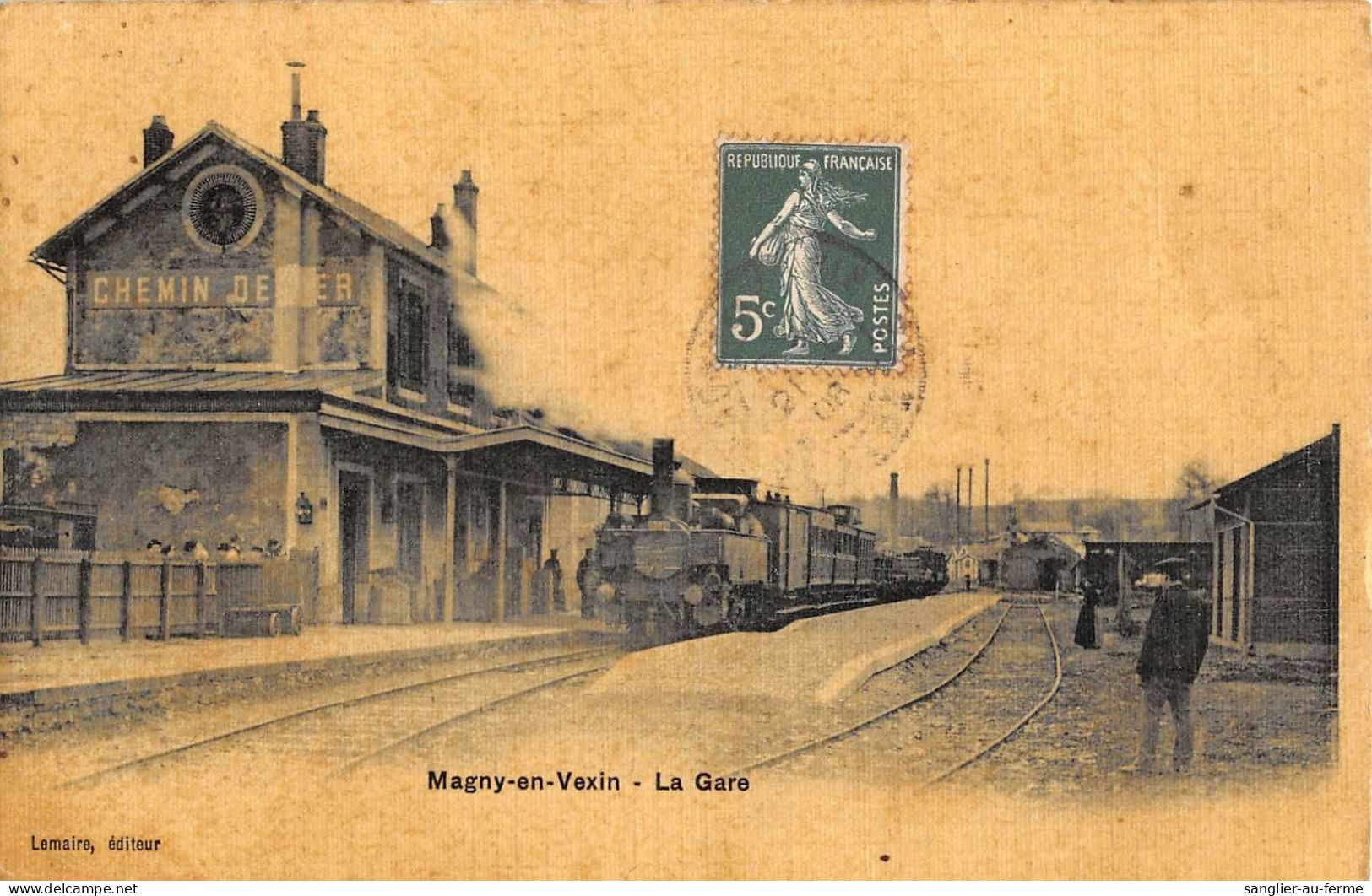 CPA 95 MAGNY EN VEXIN / LA GARE / TRAIN / Cpa Toilée - Magny En Vexin