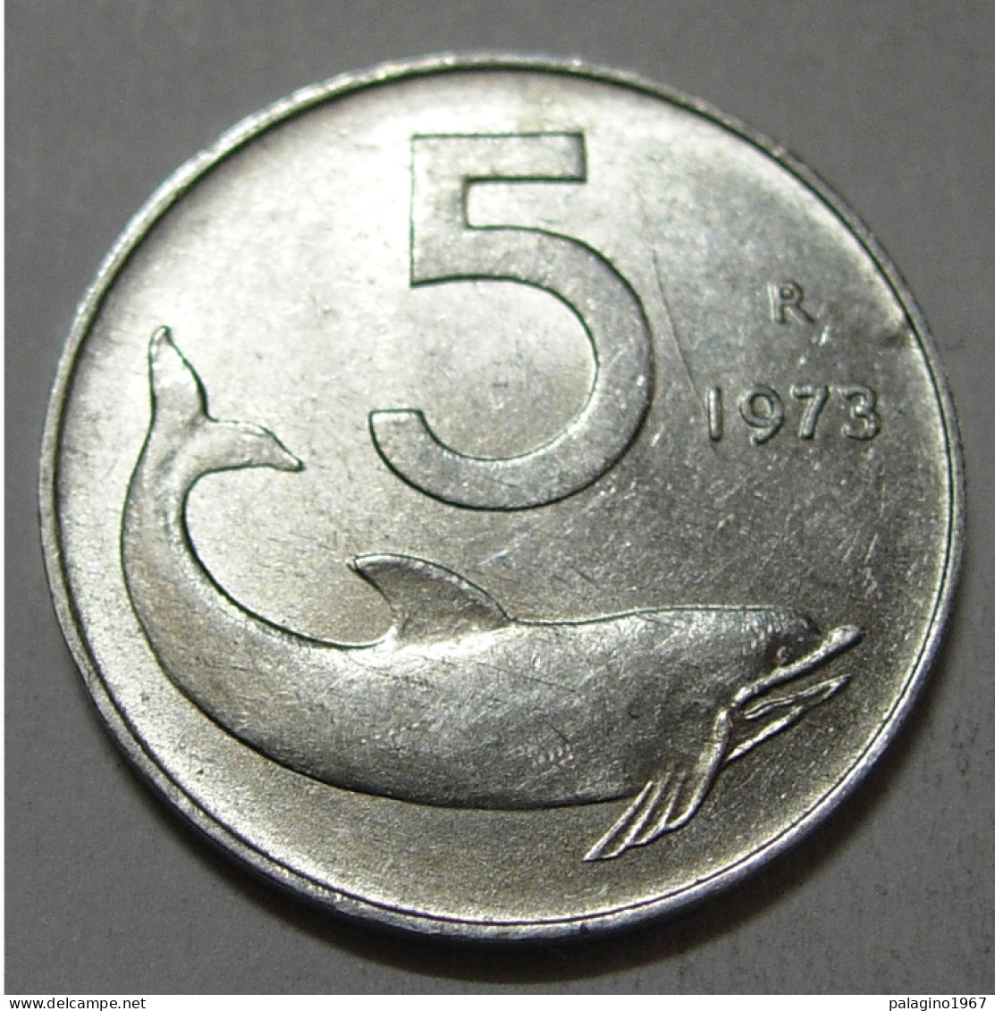 REPUBBLICA ITALIANA 5 Lire Delfino 1973 QFDC  - 5 Lire