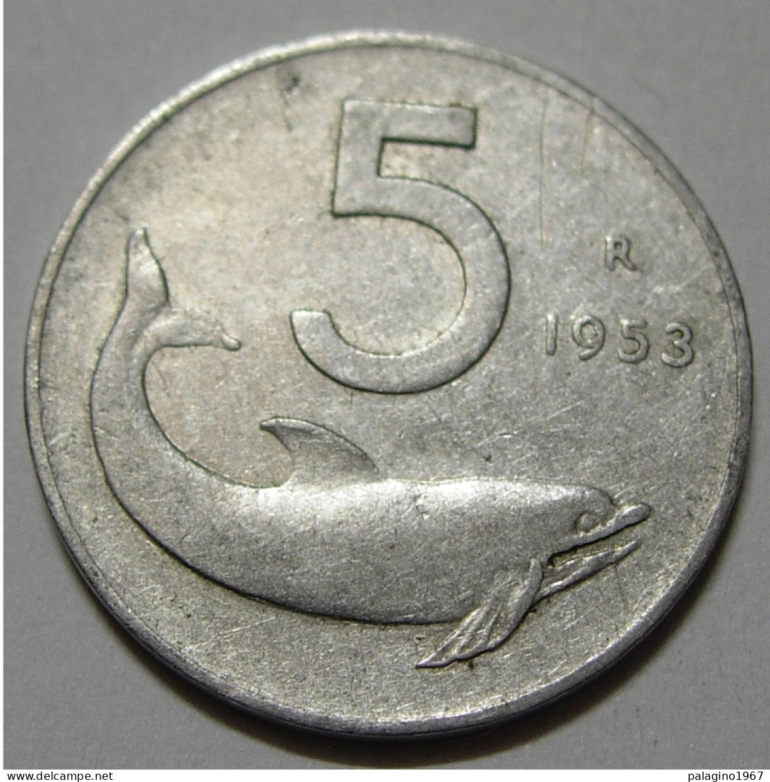 REPUBBLICA ITALIANA 5 Lire Delfino 1953 BB  - 5 Lire