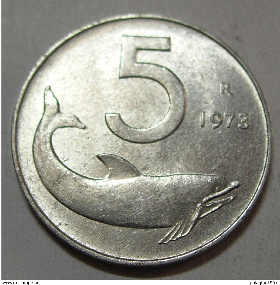 REPUBBLICA ITALIANA 5 Lire Delfino 1973 QSPL  - 5 Lire