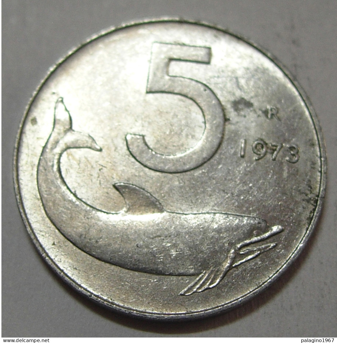 REPUBBLICA ITALIANA 5 Lire Delfino 1973 QSPL  - 5 Lire