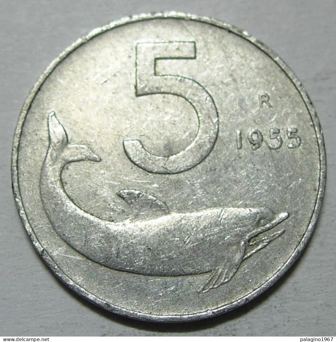 REPUBBLICA ITALIANA 5 Lire Delfino 1955 BB  - 5 Lire