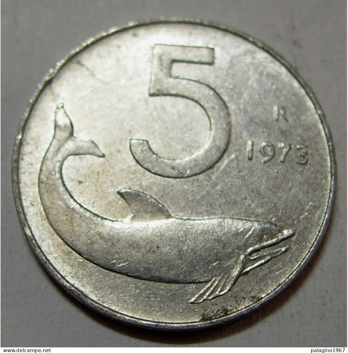 REPUBBLICA ITALIANA 5 Lire Delfino 1973 BB+  - 5 Lire