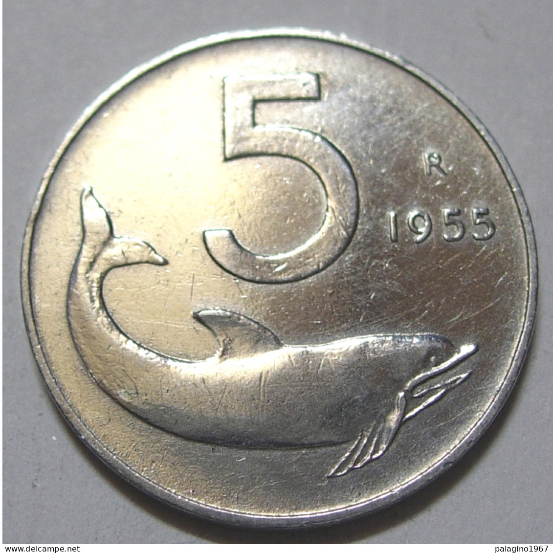 REPUBBLICA ITALIANA 5 Lire Delfino 1955 BB  - 5 Lire