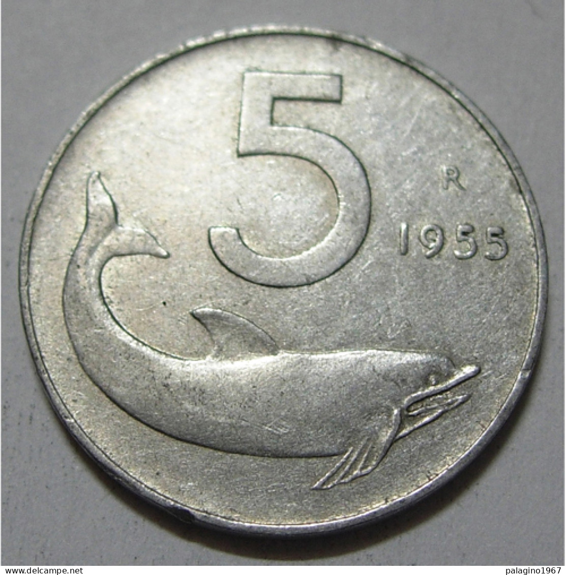 REPUBBLICA ITALIANA 5 Lire Delfino 1955 BB  - 5 Lire