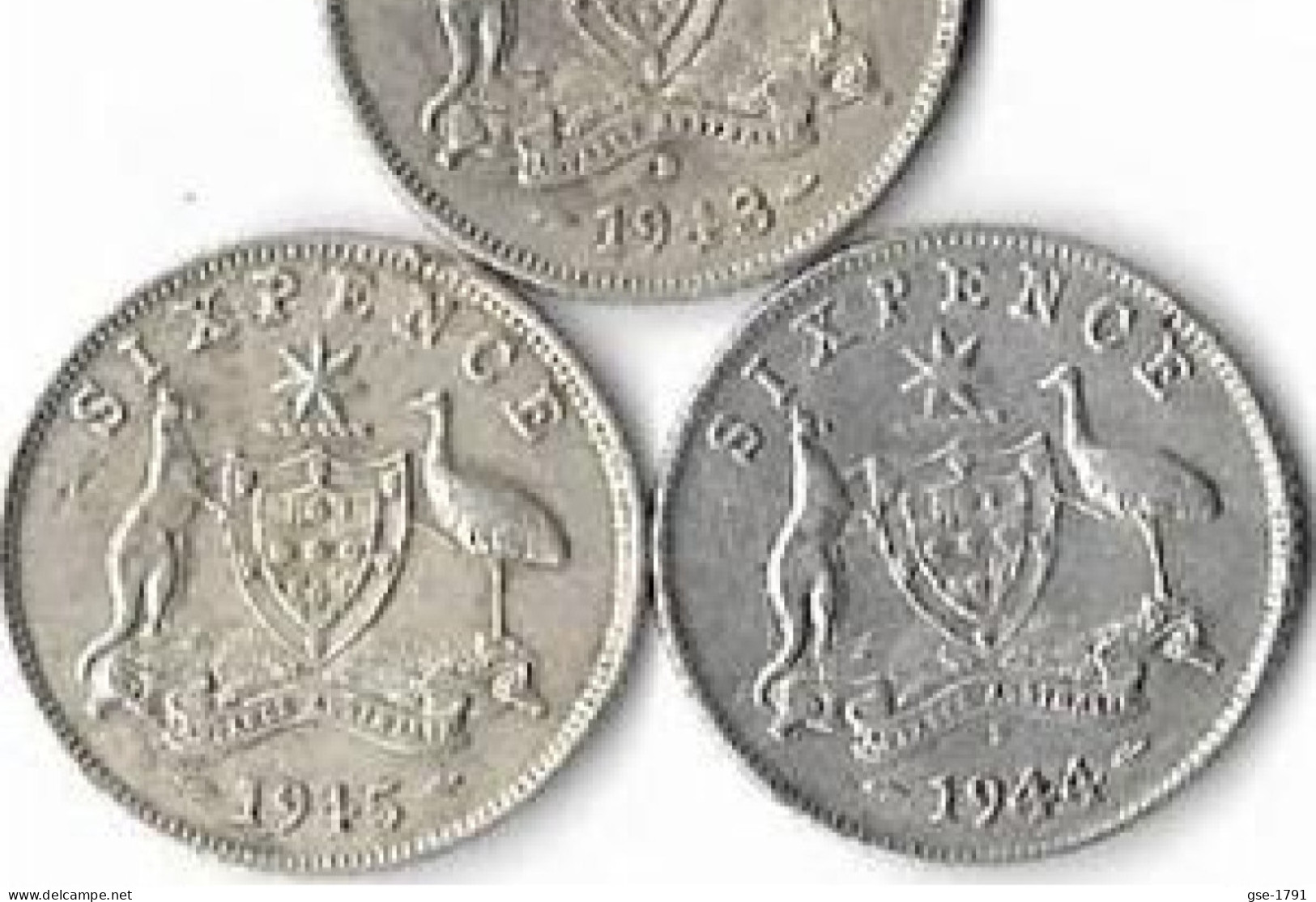 AUSTRALIE  GEORGES VI  ,6 Pence,   Lot De 3 Monnaies De 1943 , 1944 & 1945 Denver San Franci & Melbourne ,  Argent , TTB - Non Classés