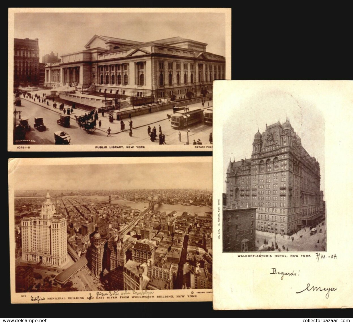 7 Original Period Postcards NY City Architecture Early Skyscrapers Flatiron Etc - Collections & Lots