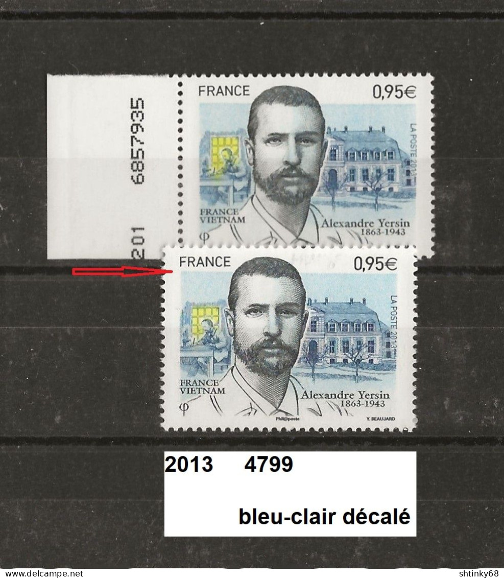 Variété De 2013 Neuf** Y&T  N°  4799 Bleu-clair Décalé - Ungebraucht