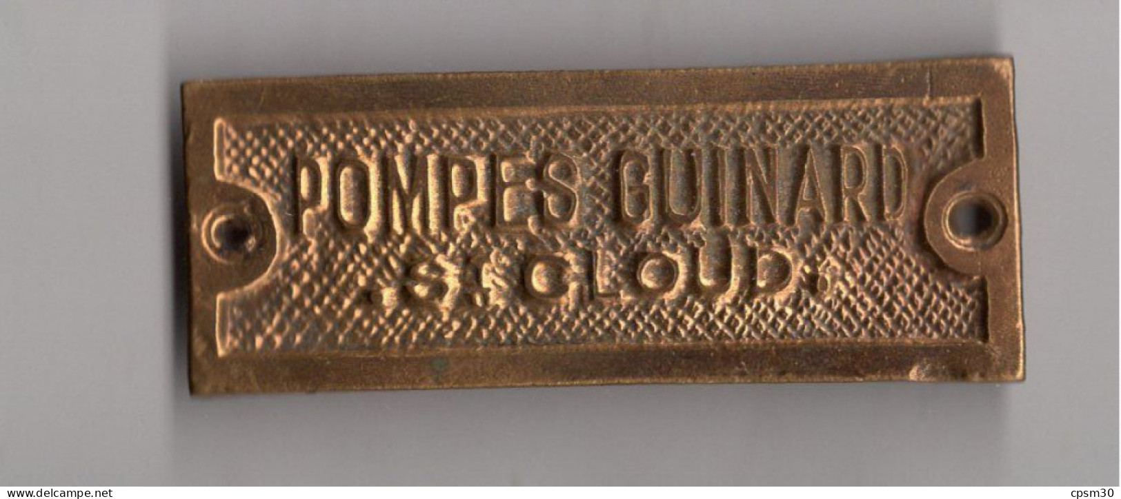 Plaque POMPES GUINARD St CLOUD (cuivre, Bronze) - Farm