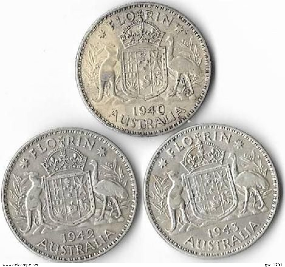 AUSTRALIE FLORIN 2 Shilling GEORGES VI  Lot De3  1940-1942-1943  Argent  TB à TTB - Non Classés