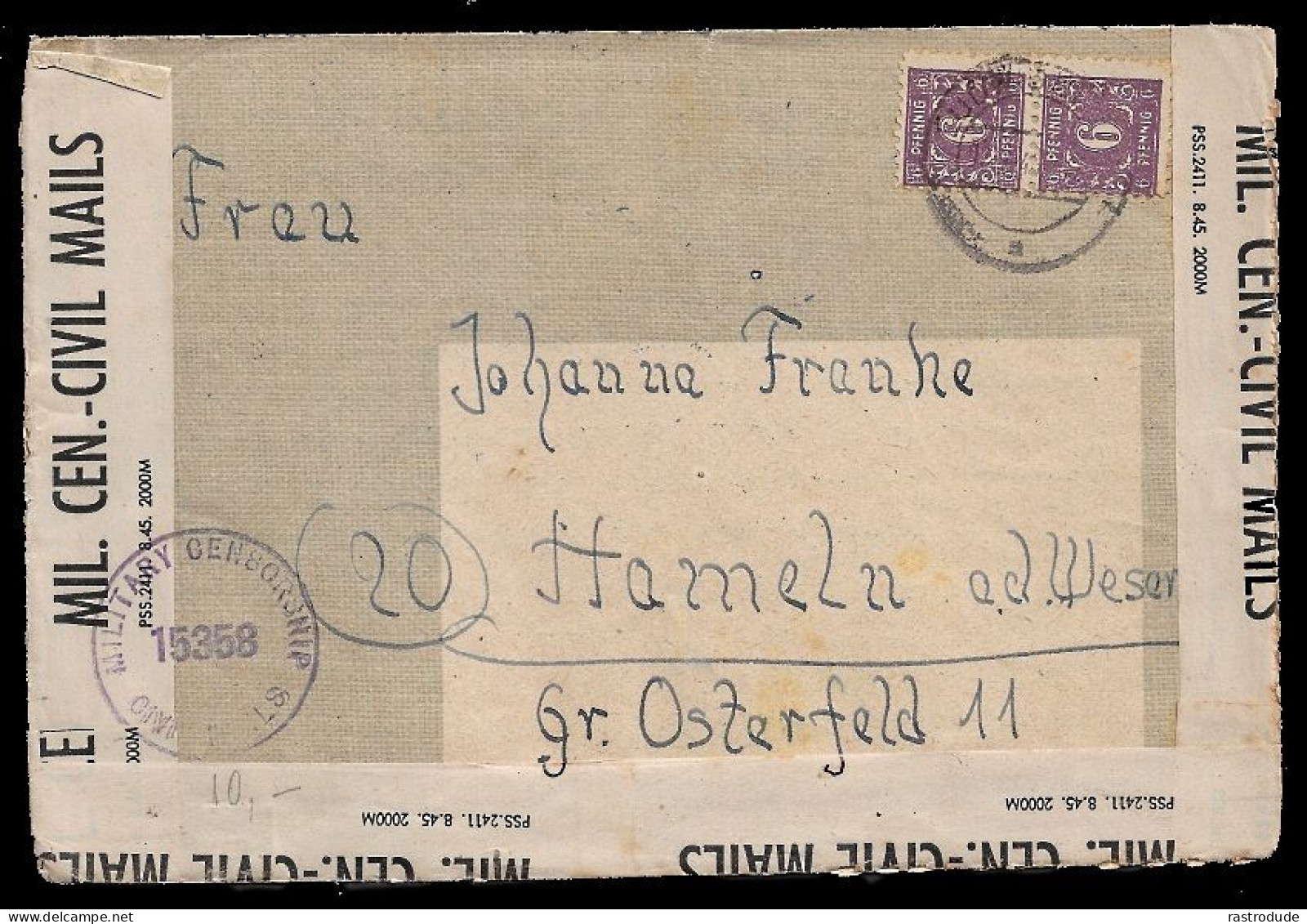 1946 SBZ MECKLENBURG-VORPOMMERN ZENSURBRIEF MeF 6Pfg Mi.Nr. 10 LUDWIGSLUST N. HAMELN - Other & Unclassified