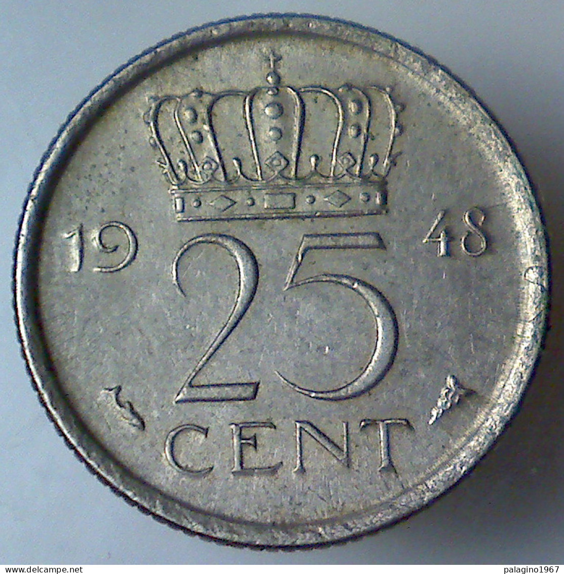 REGNO D'OLANDA 25 Cents 1948 QSPL  - 25 Cent