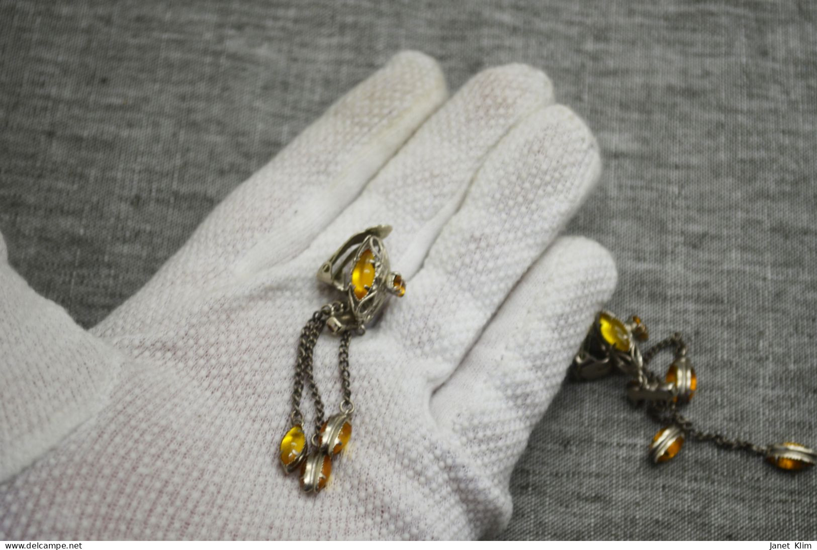 Beautiful Vintage Amber Earrings - Boucles D'oreilles