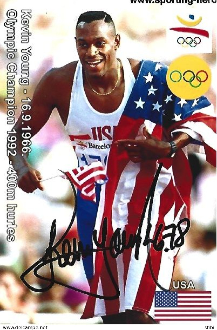 USA - ORIG.AUTOGRAPH - KEVIN YOUNG - OLYMPIC CHAMPION - 400M HURDLES - 1992 BARCELONA - Sportief