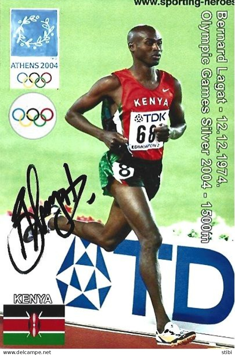 KENYA - ORIG.AUTOGRAPH - BERNARD LAGAT - OLYMPIC GAMES SILVER - 1500M - 2004 ATHENS - Sportief