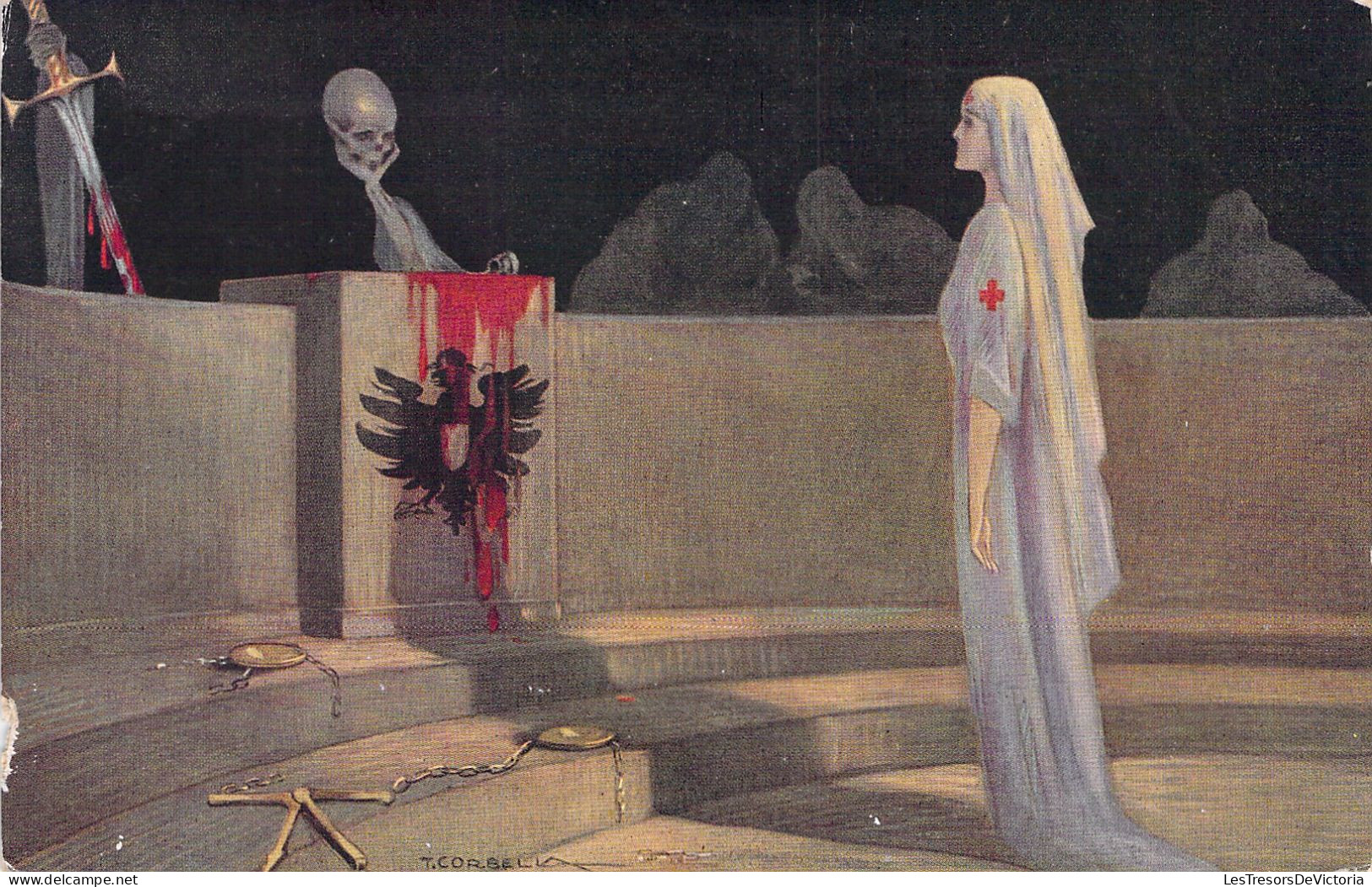 ILLUSTRATEUR - CORBELLA - Allégorie De La Mort  - Infirmiere Croix Rouge - Carte Postale Ancienne - Corbella, T.