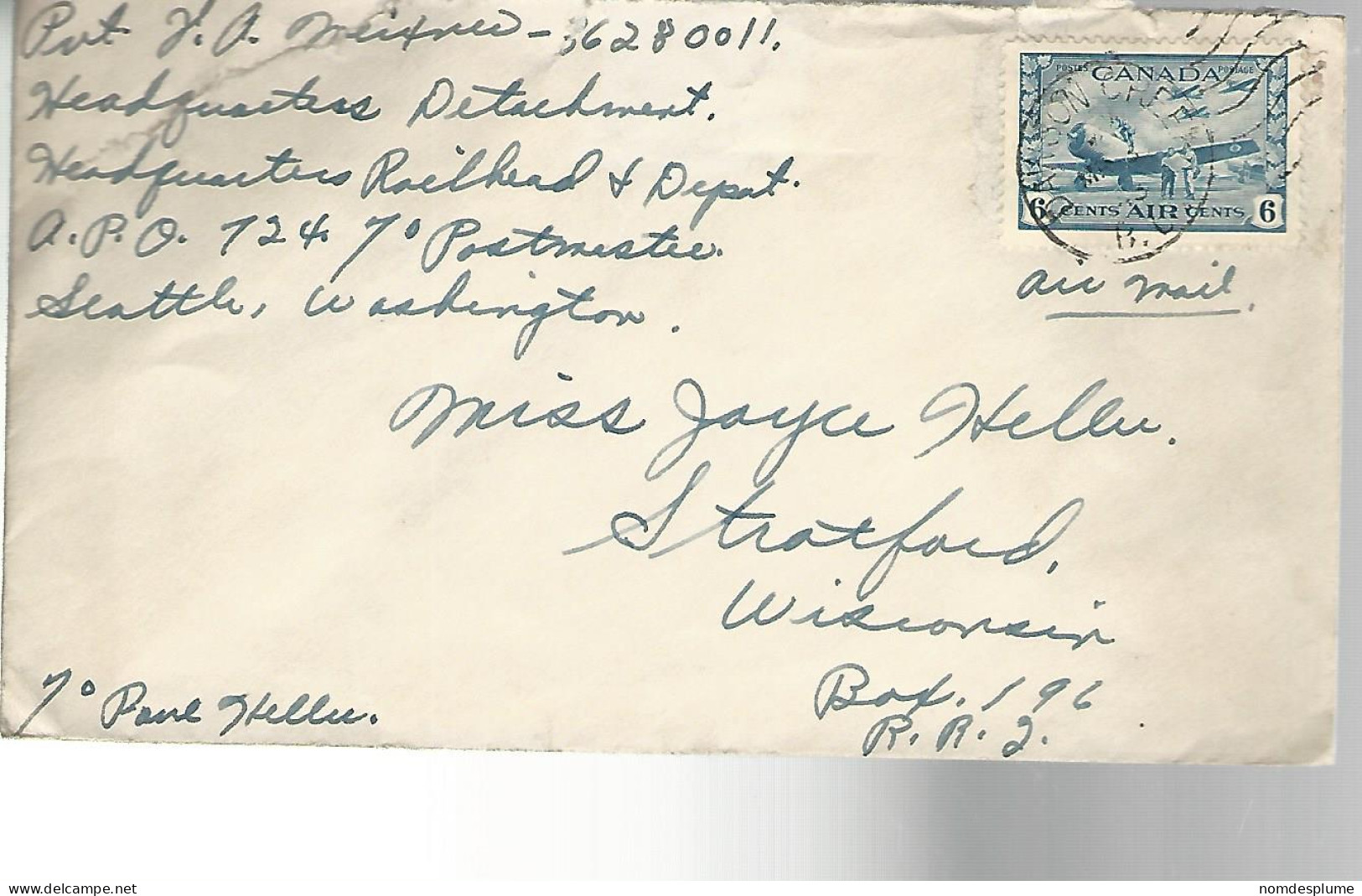 52132 ) Cover Canada Airmail Dawson Creek Postmark  - Poste Aérienne