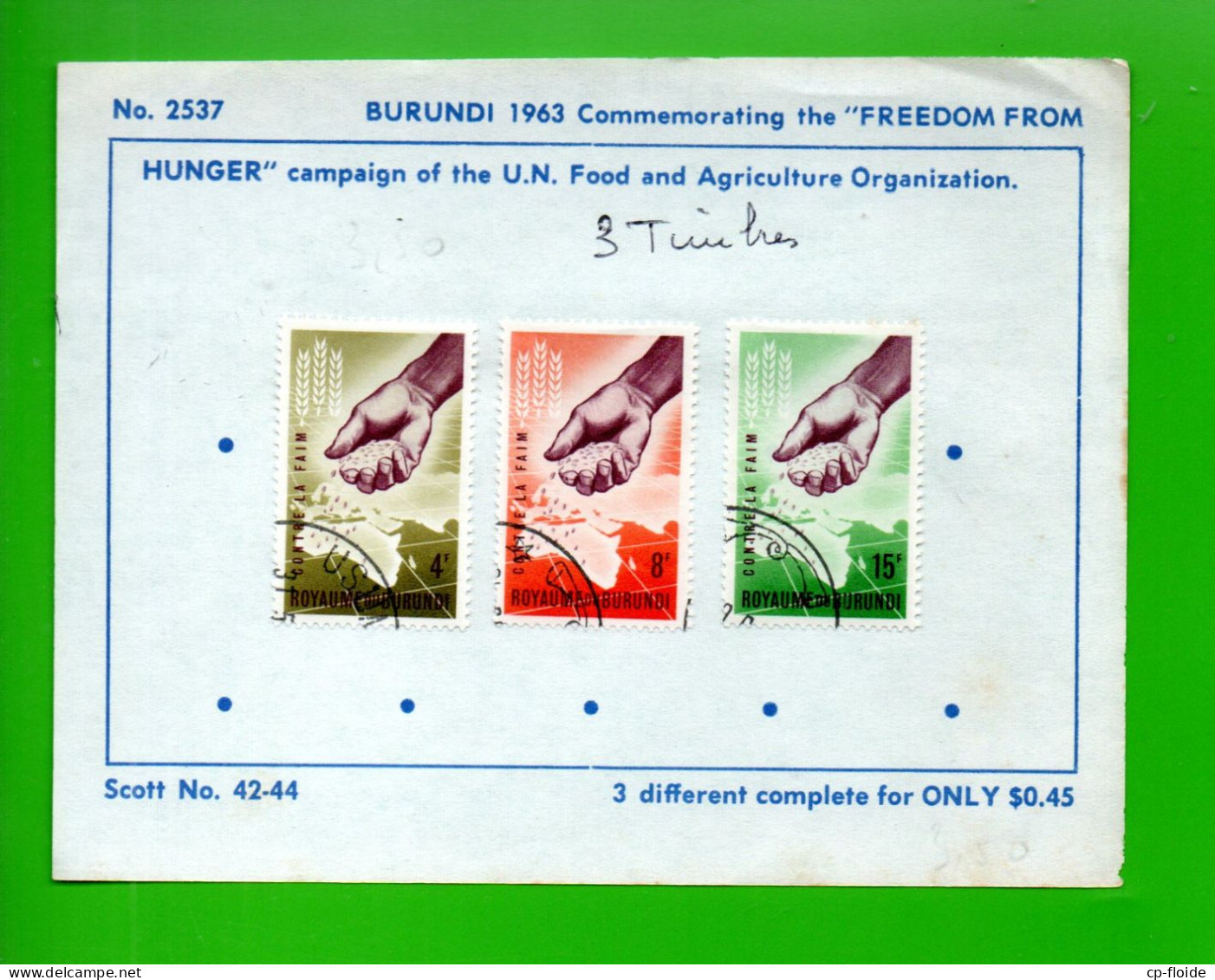 7 TIMBRES . BURUNDI . " LUTTE CONTRE LA FAIM " & " CROIX ROUGE " - Réf. N°879T - - Gebraucht