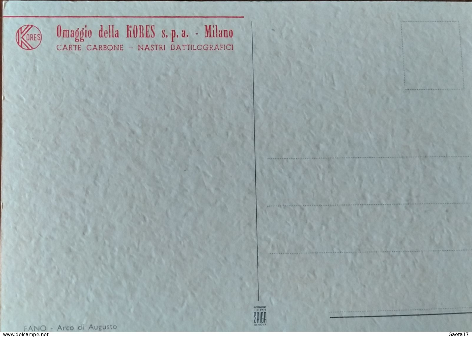 Fano - Arco Di Augusto - Illustratore Frattini - Omaggio Della Kores - No Viag. - Fano