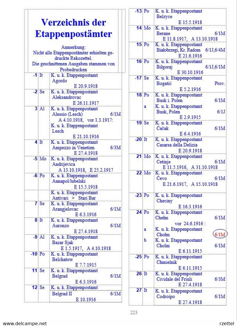 Rekozettel-Katalog Der Ehemaligen österr. Kronländer (Einschreibzettel 1886-1918), Auflage 2020 - Philatélie Et Histoire Postale