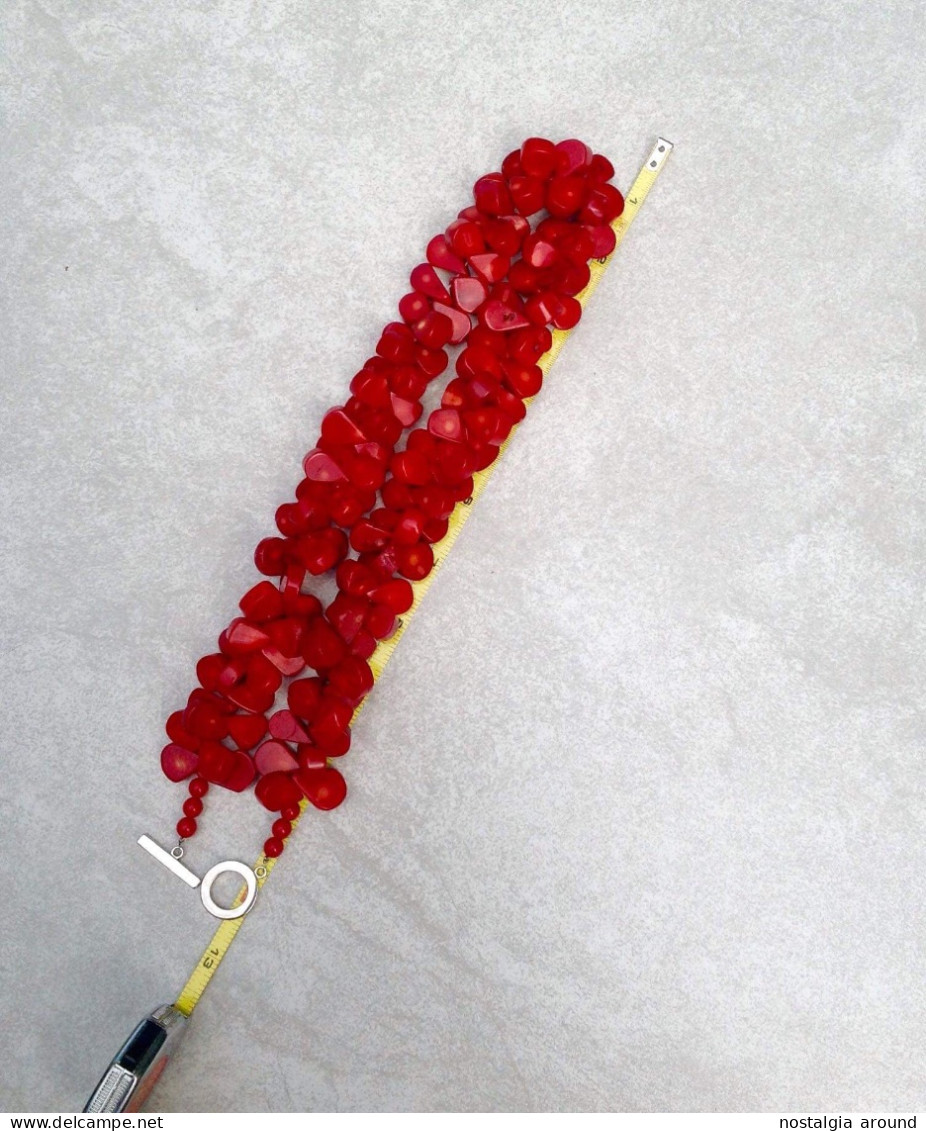 You will enjoy to have this Unique necklace! 1 Life Necklace Natural Antique Red Coral Stone Beads  320 grams