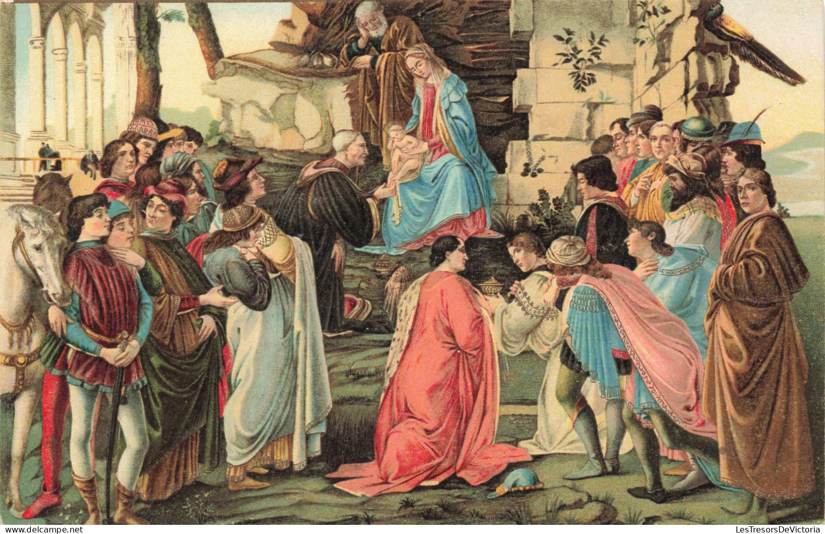 RELIGION - Christianisme - Adorazione Dei Magi - Boticelli -  Carte Postale Ancienne - Gemälde, Glasmalereien & Statuen