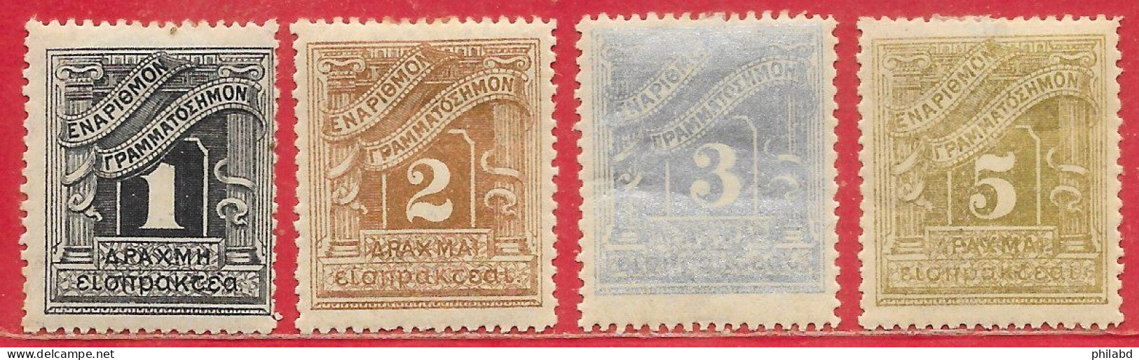 Grèce Taxe N°35 à/to 38 1902 * - Unused Stamps