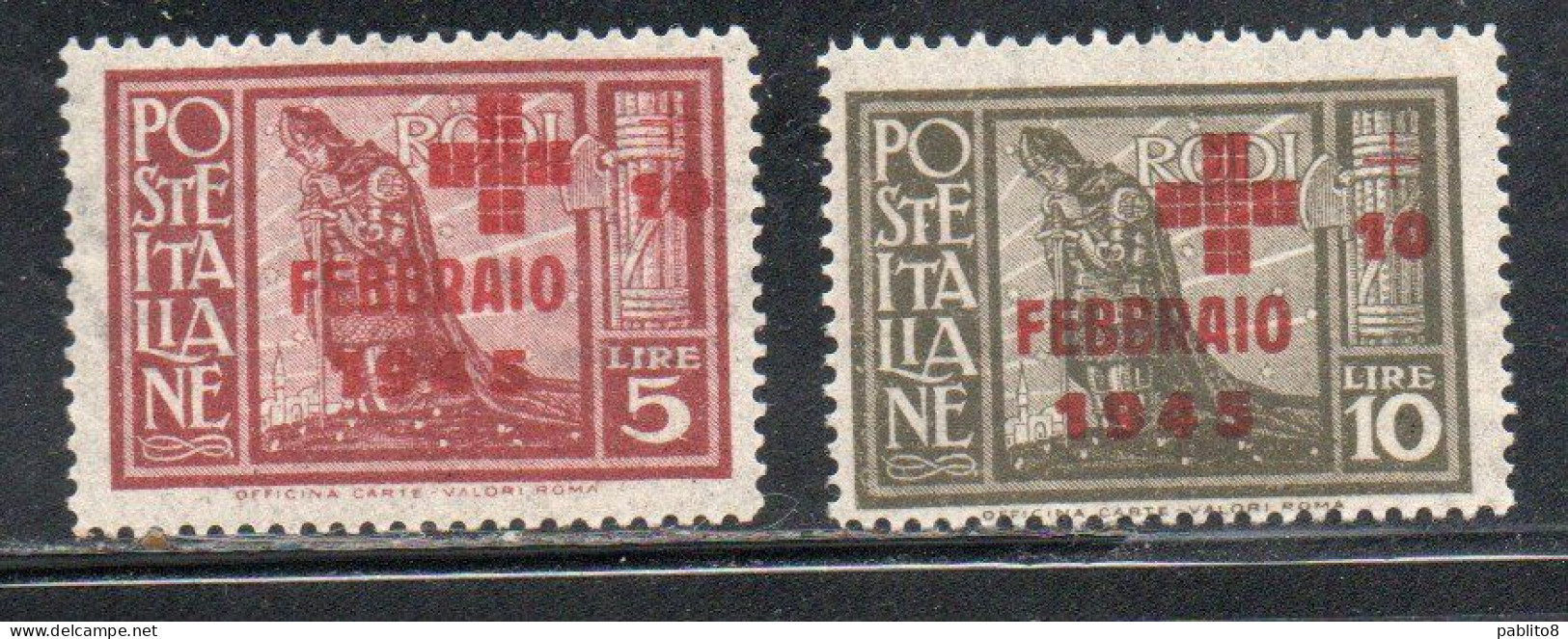 EGEO 1945 PRO CROCE ROSSA SOPRASTAMPATI PITTORICA OVERPRINTED SERIE COMPLETA RED CROSS COMPLETE SET MNH - Aegean (German Occ.)